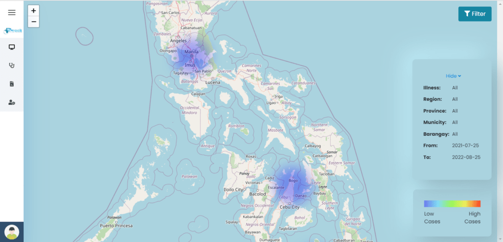A PxTrack Heatmap Clinics can use to help Dengue Treatment Protocol